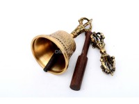6 Inch Brass Tibetan Bell and Dorje Set Handmade in Nepal