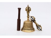 6 Inch Brass Tibetan Bell and Dorje Set Handmade in Nepal