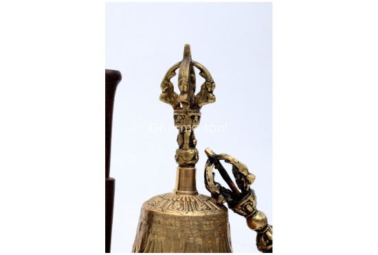 6 Inch Brass Tibetan Bell and Dorje Set Handmade in Nepal