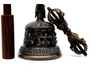 Tibetan Bell and Dorje Set with 5 Buddha Embossed Design – Antique Finish