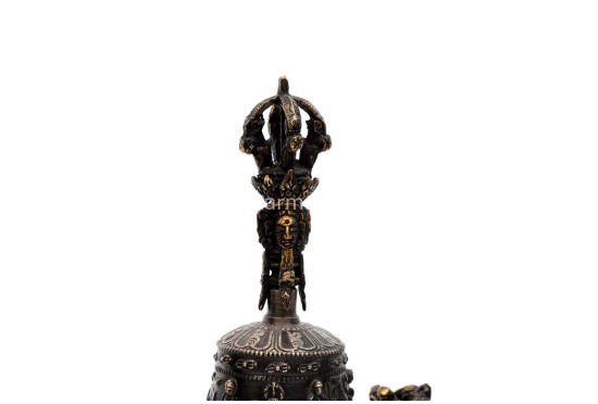 Tibetan Bell and Dorje Set with 5 Buddha Embossed Design – Antique Finish