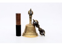 7 Inch Bronze Tibetan Bell and Dorje Set Handmade in Nepal