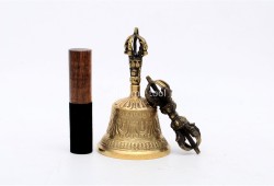 7 Inch Bronze Tibetan Bell and Dorje Set Handmade in Nepal