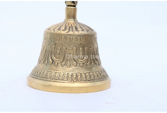 7 Inch Bronze Tibetan Bell and Dorje Set Handmade in Nepal