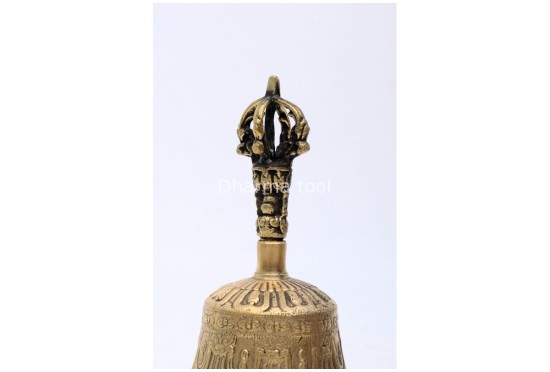 7 Inch Bronze Tibetan Bell and Dorje Set Handmade in Nepal