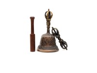 6 Inch Antique Finish- Handmade Tibetan Bronze Bell and Dorje Set