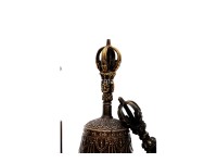 6 Inch Antique Finish- Handmade Tibetan Bronze Bell and Dorje Set
