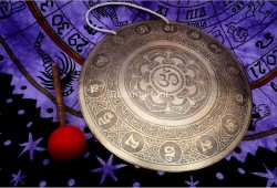 Hindu OM Carved Tibetan Gong for Sound Healing