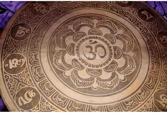 Hindu OM Carved Tibetan Gong for Sound Healing