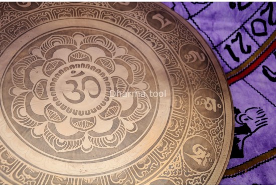 Hindu OM Carved Tibetan Gong for Sound Healing