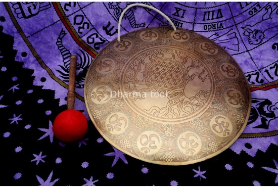 Tree of Life Carved Tibetan Gong
