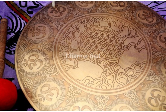 Tree of Life Carved Tibetan Gong