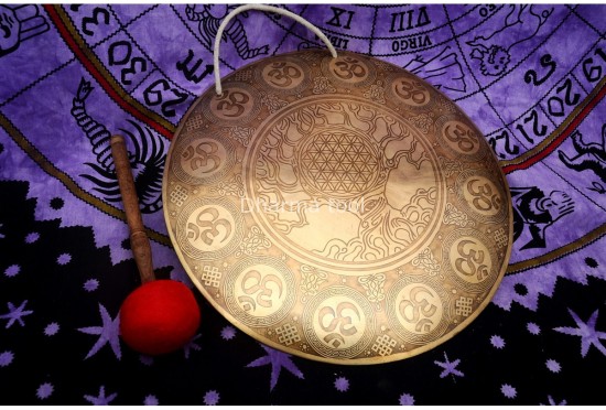 Tree of Life Carved Tibetan Gong