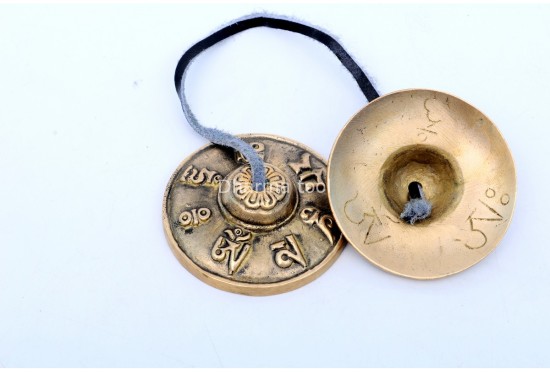 Mantra Embossed Tingsha Bell – 2.5 Inch Handmade in Nepal