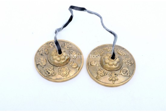 Austamangal Embossed Tingsha Bell – 2.5 Inch Handmade in Nepal