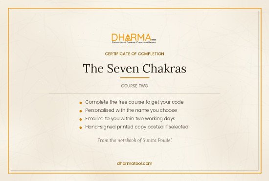 Certificate of Completion - The Seven Chakras