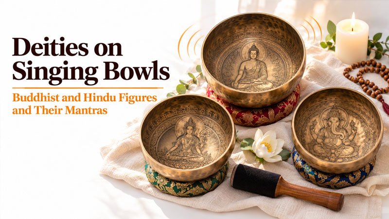 Deities on Singing Bowls - Buddhist and Hindu Figures and Their Mantras
