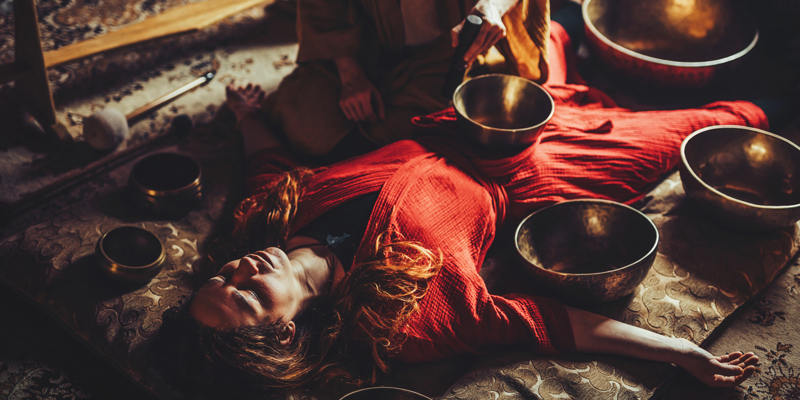 Chakra balance and healing with singing bowl