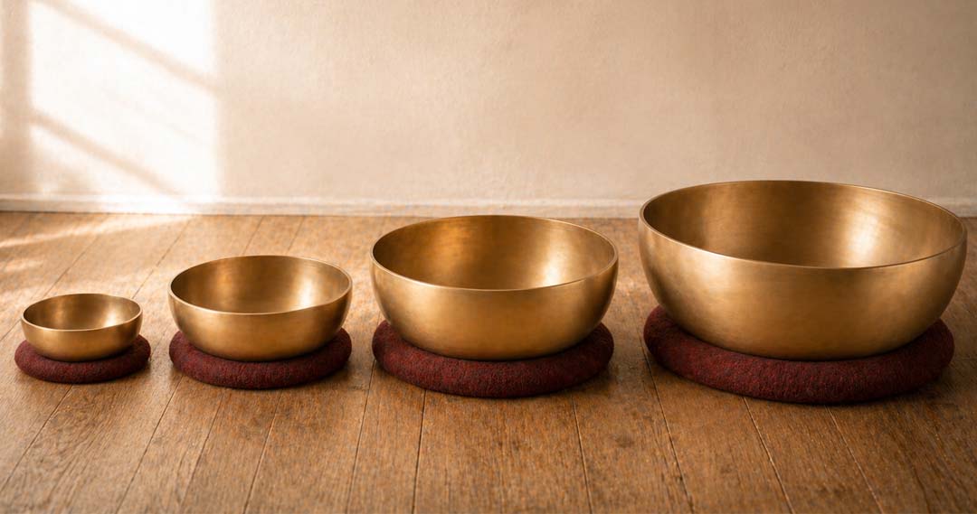Different sizes of Tibetan singing bowls