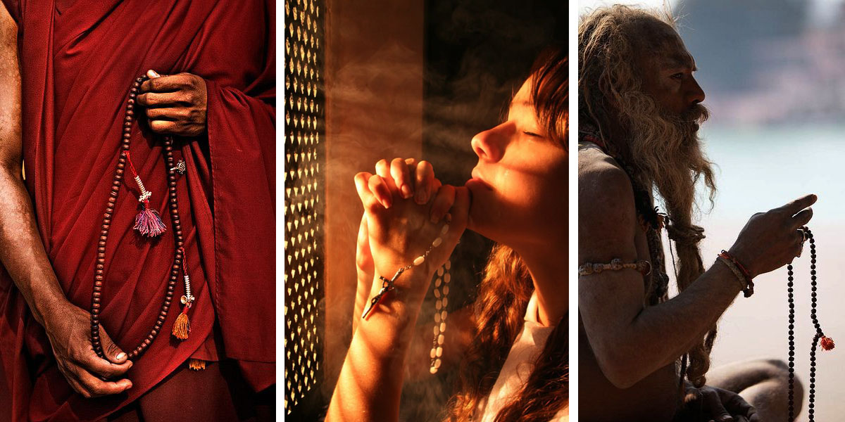 Prayer beads across different religious traditions