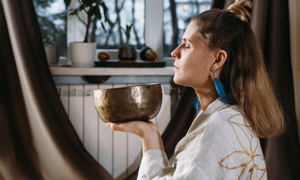 Choosing and using a singing bowl with awareness through listening, resonance, and comfort