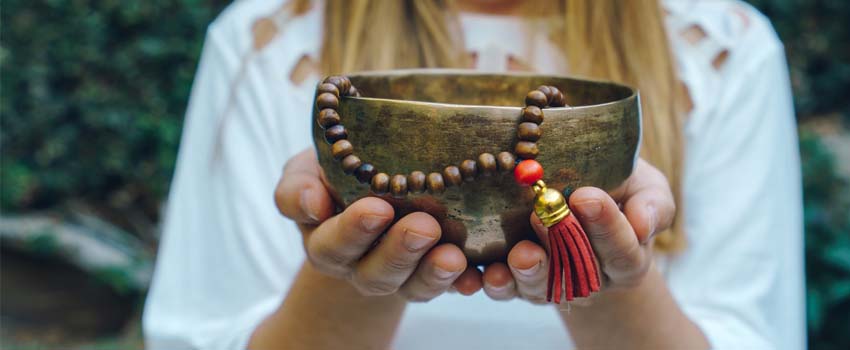 Handmade Tibetan singing bowl gift set for meditation and mindfulness