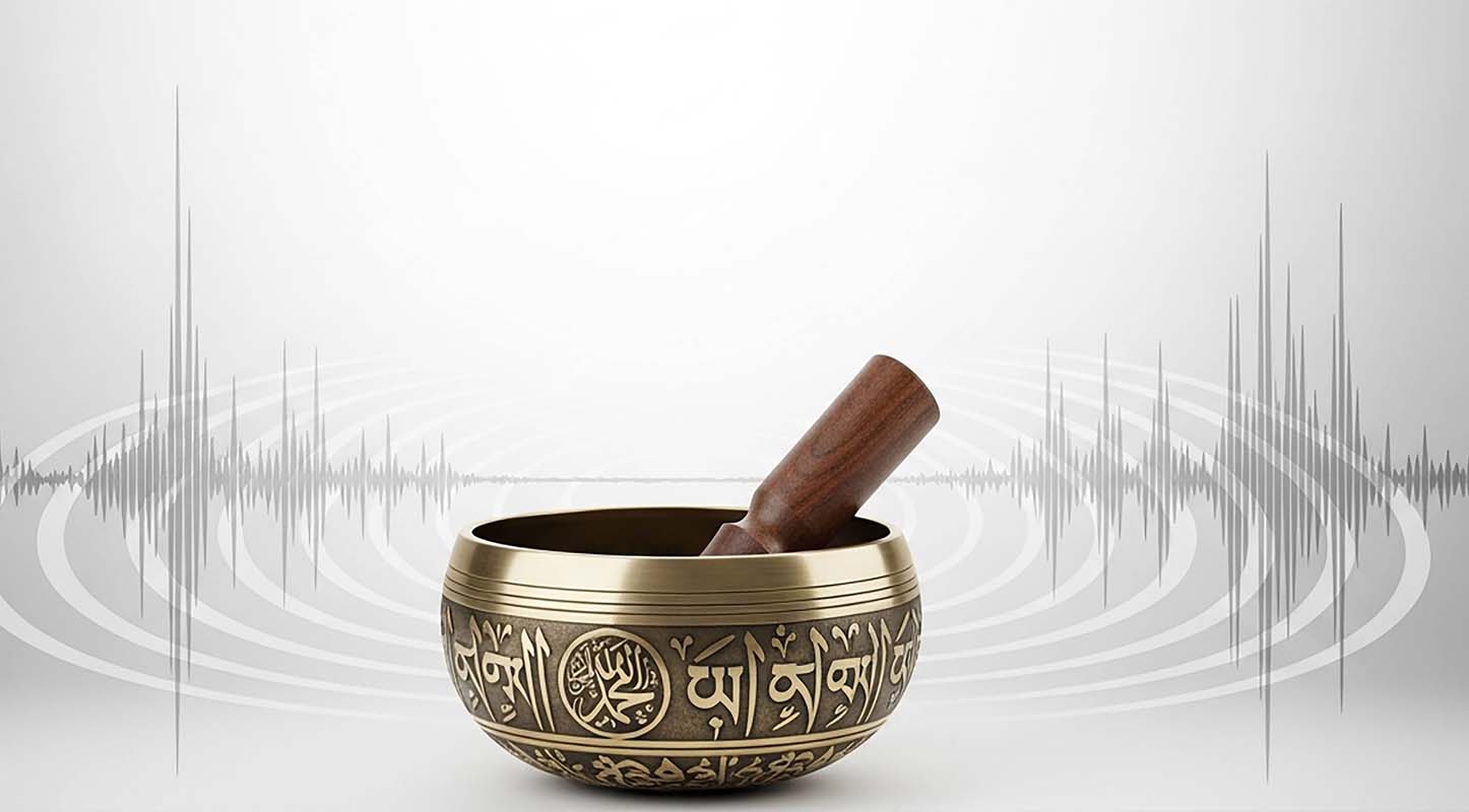 Custom Handmade Tibetan Singing Bowl with Islamic Mantra Custom handmade Tibetan singing bowl with Islamic mantra engraving, Nepal singing bowl for peaceful sound and spiritual decor