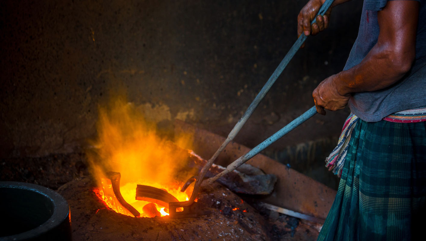 Melting metal for handmade Tibetan singing bowl making process