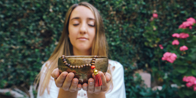 Spiritual wellness with singing bowl