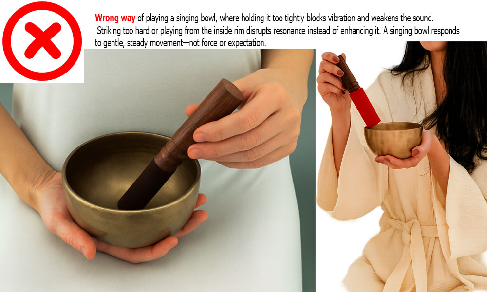 Wrong way of playing a singing bowl