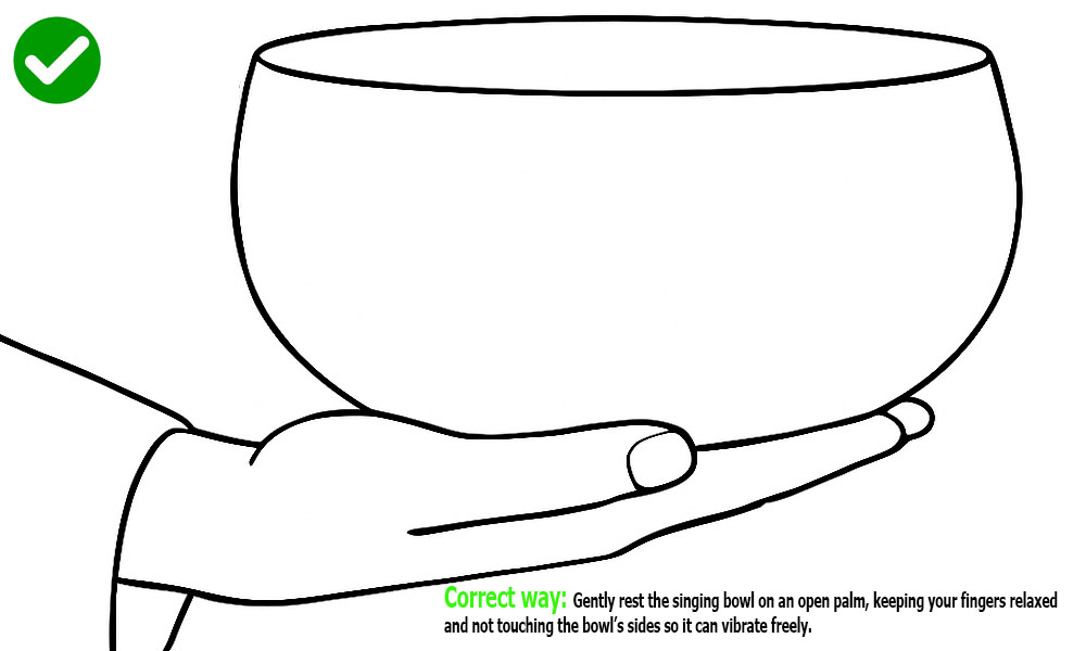 Correct way: holding singing bowl on open palm