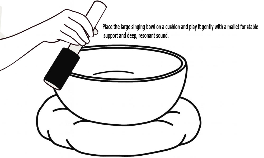 Large singing bowl on cushion
