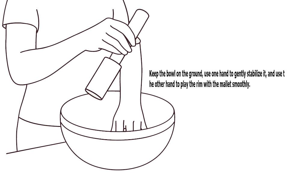 Stabilizing singing bowl with one hand