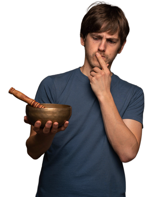What determines the price of a singing bowl Man thinking about the price of a handmade Tibetan singing bowl